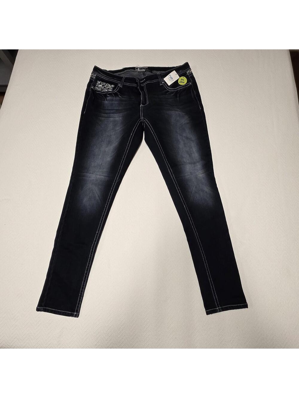 Vintage Y2K Soundgirl Jeans Womens 16 Blue Bootcut Embellished Lace Pockets